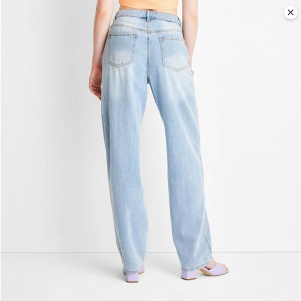 NEW Future Collective Women's Mid-Rise Baggy Fit Jeans - Blue Size 4